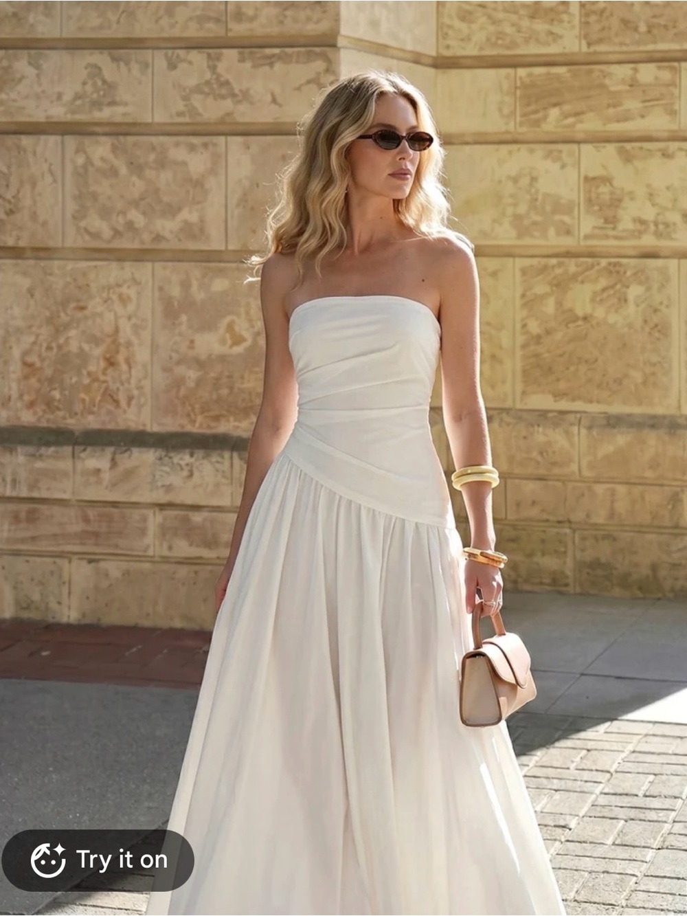 Commense Strapless White Maxi Dress